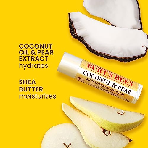 Burt's Bees Lip Balm Easter Basket Stuffers - Beeswax, Strawberry, Coconut and Pear & Overnight Intensive Lip Treatment, 0.25 oz - Moisturizing, Restorative