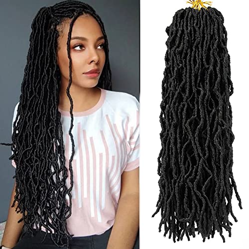 Ahrencan Faux Locs Crochet Hair,6 Packs 24 Inch Soft Locs Crochet Hair,Pre Looped Goddess Faix Locs Crochet Hair For Black Women,Pretwisted Wavy Synthetic Dreadlock Crochet Braids (24in,1B#)