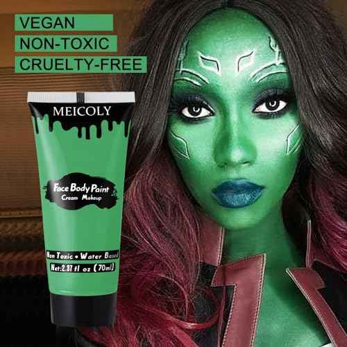 MEICOLY Green Face Body Paint,Christmas Stocking Stuffers,Green Body Paint for Halloween SFX Witch Makeup Elphaba Costume,Hunting Hulk Camo Face Paint for Adults and Kids,St.Patrick¡¯s Day Accessories