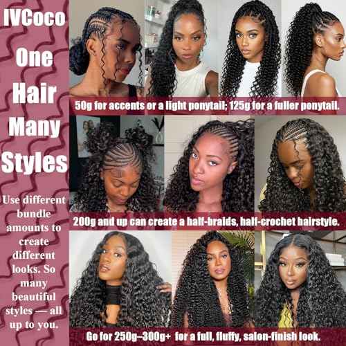 Human Crochet Hair for Black Women 22 Inch 50g Deep wave Crochet Human Hair Bundles Pre-Separated Feather Crochet Human Hair T30 Deep Wavy Invisible Crochet Hair Extensions 40 Strands