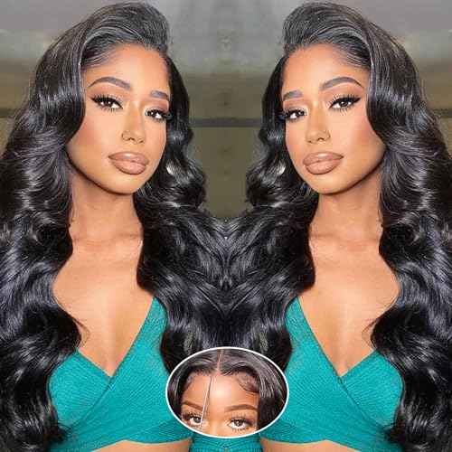 5x5 HD Lace Closure Wigs Glueless Wigs Human Hair Pre Plucked Pre Cut Human Hair Wear and Go Body Wave Lace Front Wigs Human Hair for Black Women 180 Density 20 Inch