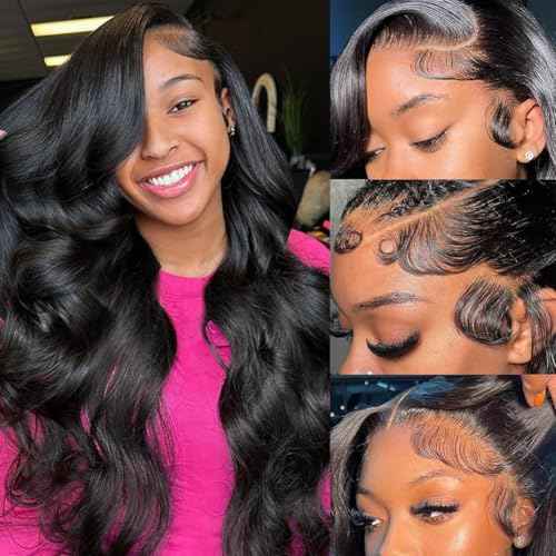 Lzlefho 22 Inch 13x6 Body Wave Lace Front Wigs Human Hair Pre Plucked 250% Density HD Lace Frontal Wig Human Hair For Women Body Wave Glueless Wigs With Baby Hair