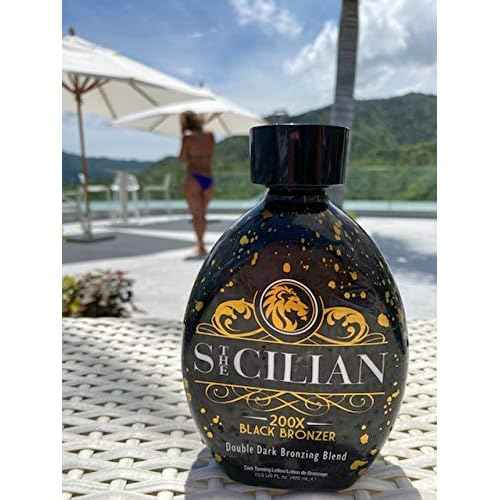 The Sicilian 200X Dark Black Bronzer Tanning Lotion - BEST for Glowing Skin - Gradual Bronzing & Sunless Self Tanner Lotion - Luxurious Sunless Body Tanning Lotion Nourishes Skin