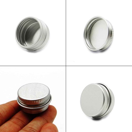 Wopanxye 30 pack 5ml Round Lip Balm Tin Cans, 5g Aluminum Makeup Sample Containers with Screw Lid, Empty Silver Metal Tins Pot Storage Travel Tin Jars for Cosmetic, Cream, Candle, Tea, 5 Gram Tins