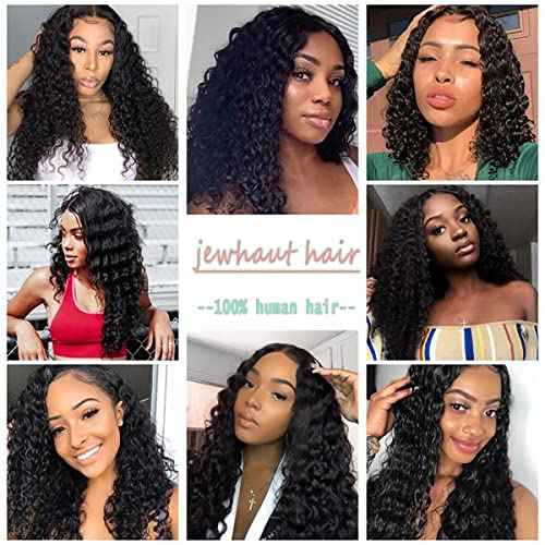 28 Inch Lace Front Human Hair Wig, Deep Wave, 180% Density, Glueless, Natural, Curly, Black, Medium Cap Size, Full Coverage, Clips/Combs Attachment