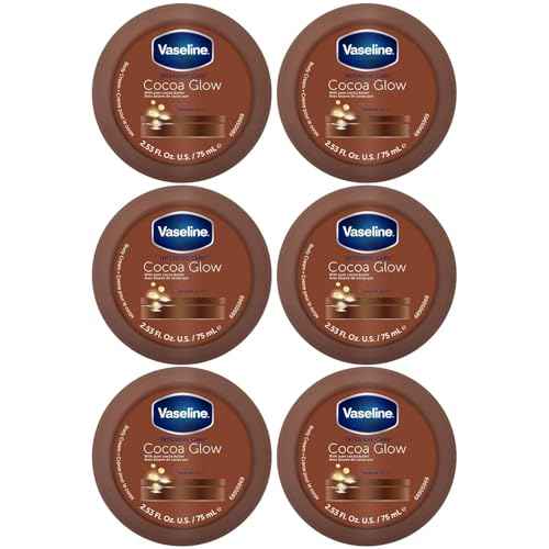 Vaseline Cocoa Glow Body Cream 6-Pack ? Pure Cocoa Butter 48H Moisturizing Cream for Dry Skin, Travel-Size, 2.53 Fl Oz Ea