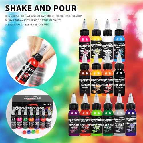 Tattoo Ink Set Professional 14 Colors 1oz (30ml) Vegan-Friendly Pigment Tattoo Ink Supplies