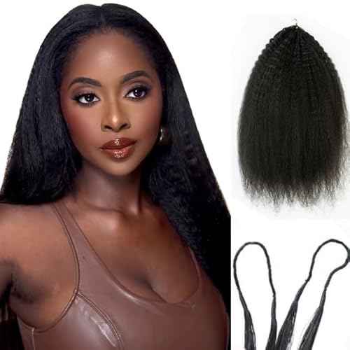 Kinky Straight Feather Crochet Hair Braid Human Hair Extensions Knotless Pre-Separated Crochet Hair Extensions Human Hair Natural Color 16inch 120g
