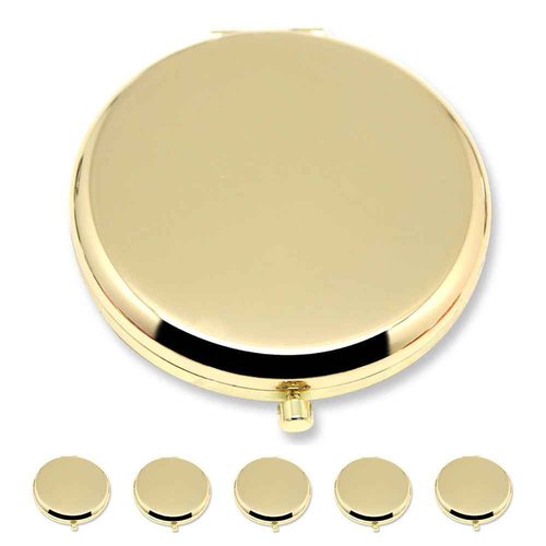WOOYALIN Magnifying Compact Double-Sided 1X/2X Round Pocket Handheld Travel Makeup Portable Pocket Mirror Glod 5PCS