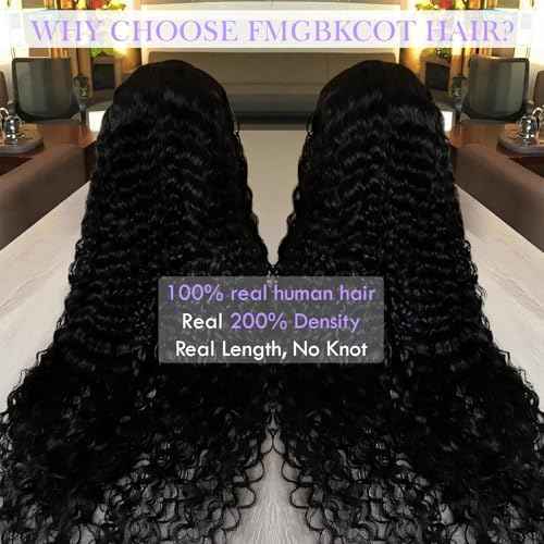 Deep Wave Lace Front Wigs Human Hair 200 Density 13x6 HD Lace Front Wigs Deep Wave Wig with Baby Hair Deep Curly Wig for Women 22 Inch