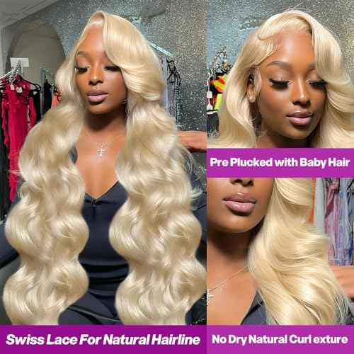 613 13x6 Lace Front Wig Human Hair Body Wave Blonde Wig Human Hair HD Transparent Lace Frontal Wigs for Women 200 Density Glueless Wigs Pre Plucked With Baby Hair 22 Inch