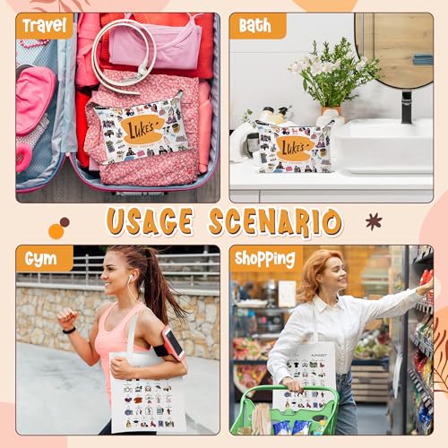 Laffact Gilmore TV Show Canvas Bag - Luker's Dinner inspired Gift Alphabet Merchandise Cotton Shoulder Tote Bag Makeup Bag for Friends Fans Coworkers Women Girls Mom Daughter Sister Birthday Christmas