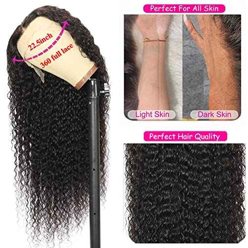 Healthair Deep Wave Lace Front Wig 360 Lace Front Wigs Human Hair Pre Plucked Human Hair Wigs for Black Women(16inch, Deep 360 Wig)