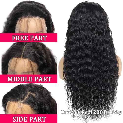 Lovelyworld 24 inch Deep Wave Lace Front Wigs Human Hair 200 Density 13X4 HD Deep Curly Lace Front Human Hair Wigs for Women