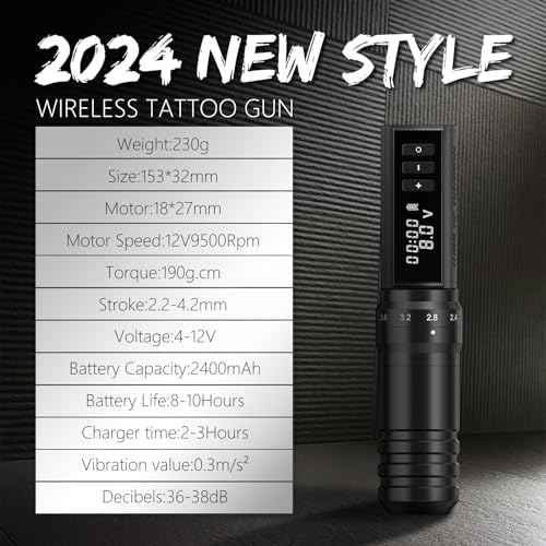 Kiss of Dragon Hunter MAX Tattoo Kit, Cordless/Cord Complete Tattoo Gun Kit Pen Machine,oreless Motor 6 Strokes Length, 2,400mAh Power Supply with Extra Battery Rca Jack Part
