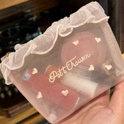Cute Makeup Bag Y2k Cosmetic Bag for Purse Coquette Aesthetic Make Up Bag Bow Aesthetic Bag (Pink)