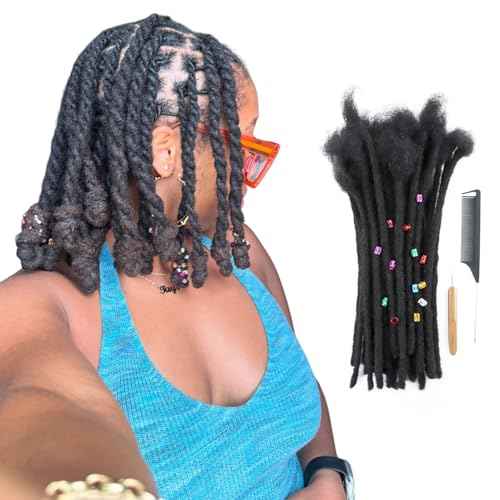 12 Inch Permanent Loc Extensions Human Hair 0.6cm 30 Strands Natural Black Handmade Dreadlocks Human Hair Dreads Extensions for Men/Women/Kids
