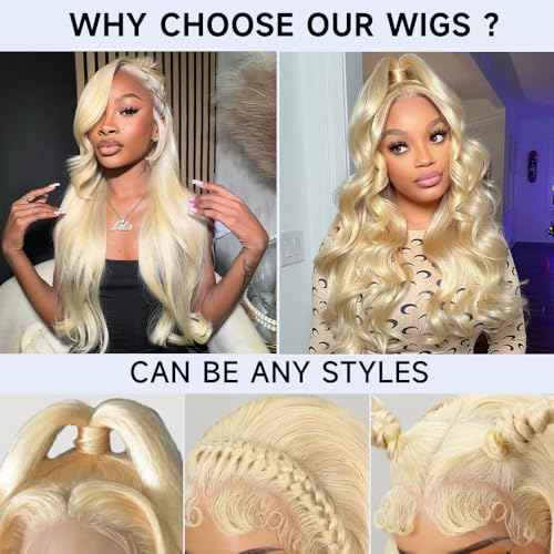 613 13x6 Lace Front Wig Human Hair Blonde Wig Human Hair Body Wave Lace Front Wigs Human Hair Pre Plucked 210 Density 613 HD Lace Frontal Wigs 28 Inch