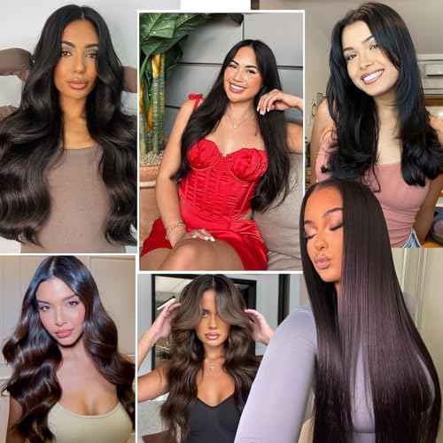 Clip in Extensions Real Human Hair Dark Brown Remy Lace Weft 20 Inch 7PCS 120g for Women