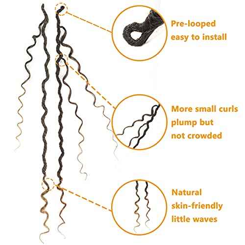 6 Packs Curly Faux Locs Crochet Hair, 22 Inch Goddess Locs Crochet Hair, Hippie Locs Synthetic, Boho Style Crochet Braids Hair Extensions (22Inch, 6Packs, T1B/27)