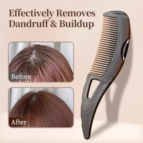 2PCS Dandruff Comb, Scalp Sweep Detoxing Energy Comb, Plastic Hollow Tooth Button Hairbrush for Scalp Cleaning Exfoliator Massage and Oil Buildup Removal for Women Men Kids