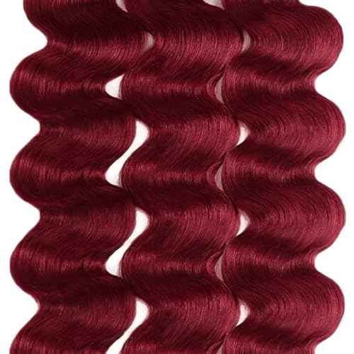 Red Bundles 99J Body Wave Human Hair Bundle Brazilian Unprocessed Virgin Hair 99J Burgundy 3 Bundles 18 20 22 Inch Wine Red Body Wave Bundle Hair Extensions