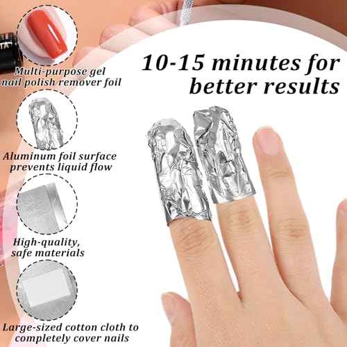 Giantree 100 Pcs Nail Foil, Nail Polish Remover Gel Nail Foil Wraps for Nails, Soak Off Foils Cotton Pads Gel Polish Remover for Soak off Gel Polish Removing at Home(100PCS)