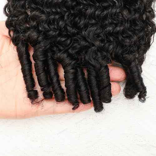 Feather Crochet Human Hair With Tight Curly Ends Invisible Knots Deep Curly Crochet Human Hair Extensions Knotless Pre-Separated 16inch 120g