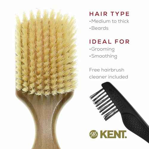 Kent OG2S Beechwood Soft Bristle Hair & Facial Brush - Exfoliating Soft White Natural Boar Bristle Brush for Men's Grooming, Hair Care & Beard Straightener