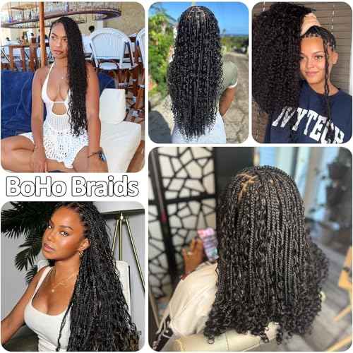 Human Braiding Hair for Boho Braids, 100% Virgin Human Hair No Chemical Processing, Black Bulk Human Hair for Braiding Small Knotless Braids Bohemian Style (Black - Curly, 150g - 18 Inch)
