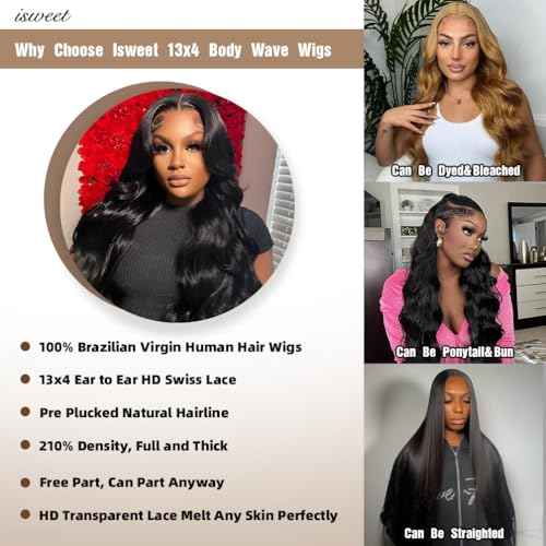 16" 13x4 Glueless Wigs Human Hair Pre Plucked Pre Cut with Baby Hair, 210% Density 12A Brazilian Body Wave Lace Front Wigs Human Hair, Chocolate Brown HD Transparent Wear and Go Wigs for Black Women