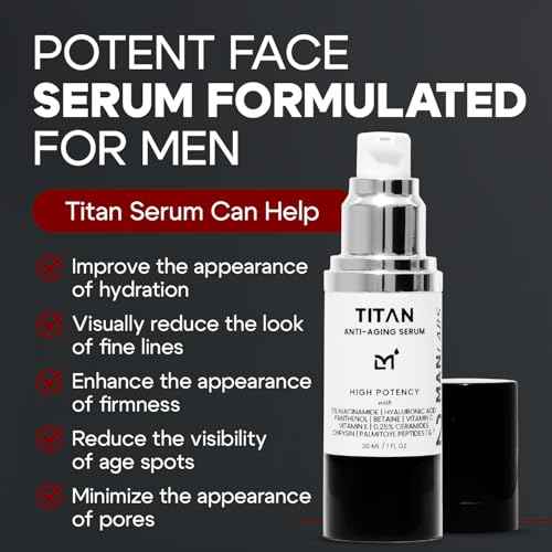 Titan Anti-Aging Face Serum for Men ? High Potency Mens Face Moisturizer ? Men, Dark Spots, Wrinkles, Fine Lines ? Vitamin C & E, 5% Niacinamide, Hyaluronic Acid ? Unscented