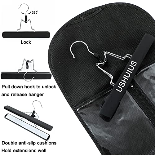 2Pcs Hair Extension Holder, Extra Long Wig Storage Bag with Hanger, Hair Extensions Wig Storage for Multiple Wigs, Hairpieces, Portable Travel-Ready Hair Extensions Bag (31.5 Inch, 2Pcs Black)