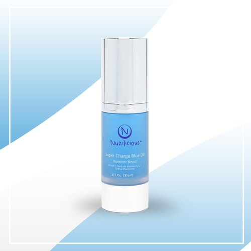 Nuzilicious Professional Grade Super Charge Blue Oil – Intense Hydration & Radiance with Essential Oils & Lipid-Rich Plant Oils, Vegan & Cruelty-Free, 1 oz