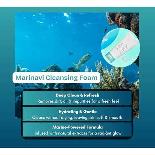 Marinavi Facial Cleansing Foam ? Deep Clean & Hydration | Gentle, Non-Drying Face Wash with Natural Marine Extracts | Refreshing & Softening Daily Cleanser for Smooth, Radiant Skin | Korean Skincare