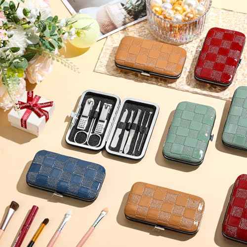 24 Sets Manicure Pedicure Bulk Gifts Professional Nail Care Gifts, Travel Nail Clippers Kit 8 in 1 Stainless Steel Pedicure Set with Case Portable Grooming Kits for Women Men(Classic)