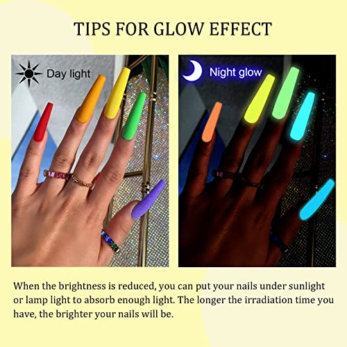 SAVILAND Glows in The Dark Gel Nail Polish Set - 12 Holiday Colors Luminous Neon Nail Gel Polish Set Soak off U V/LED Glow Effect Nail Polish for DIY Nail Art Design Holiday Gifts for Women