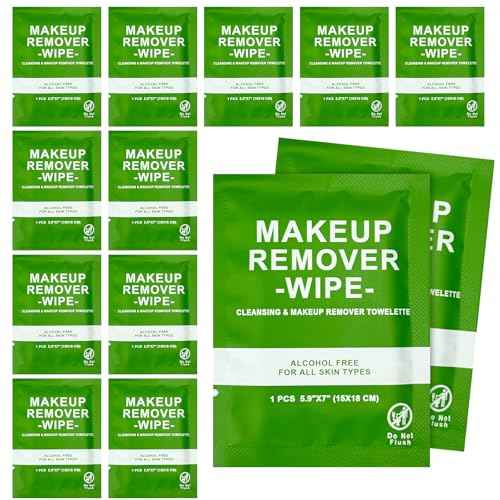 200 Count Makeup Remover Wipes Bulk Individually Wrapped, Travel Towelette Makeup Remover Individual Gentle Cleansing for Face Mascara Lipstick Remove Makeup