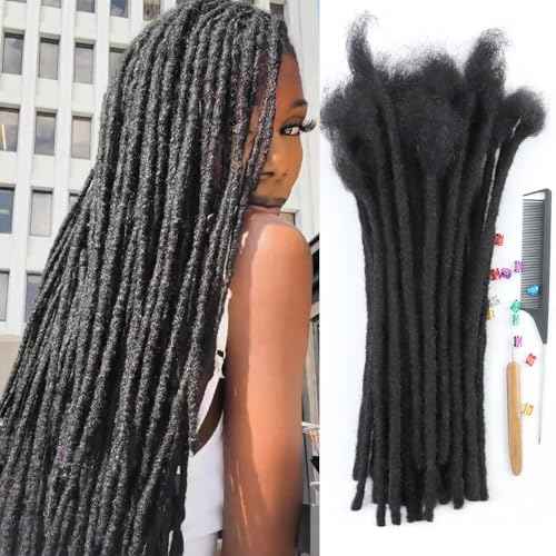 0.6cm Loc Extensions Human Hair 14inch 60strands Real Human Hair Dreadlock Extensions for Men/Women