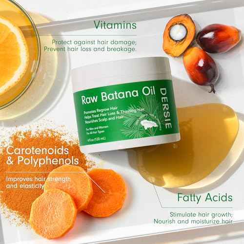 Dersie Batana Oil for Hair Growth: Unrefined Raw Batana Oil Sourced from Honduras ? 100% Pure & Organic for Thicker & Stronger Hair - Works as Hair Mask for Deep Conditioning & Repair (4 oz)