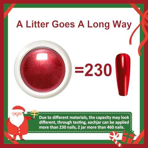 Upgraded Red Green Chrome Nail Powder BISHENGYF: ¡¼NO.1 Super Christmas Effect¡½Christmas Red Chrome Nail Powder Holographic Mirror Metallic Effect Green Chrome Powder for Nail Art DIY