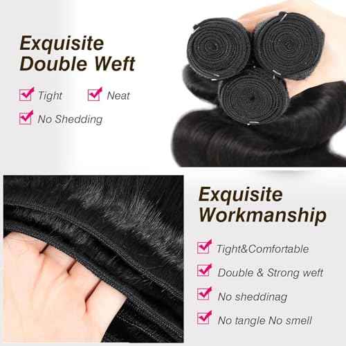 15A Human Hair Bundles 20 22 24 Inch 100% Unprocessed Brazilian Virgin Hair Quick Weave Body Wave 3 Bundles Deals Natural Black Extensions