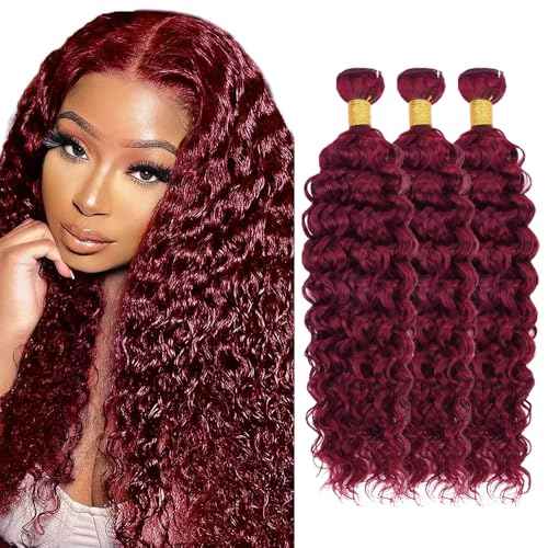 Burgundy Water Wave Bundles 99J Bundles 18 20 22 inch Red Human Hair Bundle Unprocessed Virgin Hair Extensions