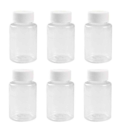 12 PCS 100 ML 3.3 OZ Plastic Clear Bottles Empty Container with White Screw Cap Solid Powder Case Refillable Storage Holder Sample Jar for Dispense Different Items