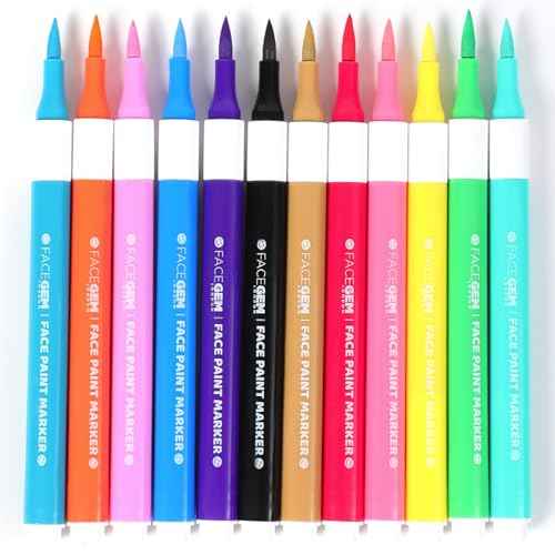 12 Colour Face Paint ? Water-Based ? Mess-Free Face Painting Kit with Stencils ? Fast-Drying, Washable, Easy to Clean, Non-Toxic Face Paint for Festivals, Parties, Masquerade, Fancy Dress, Carnival