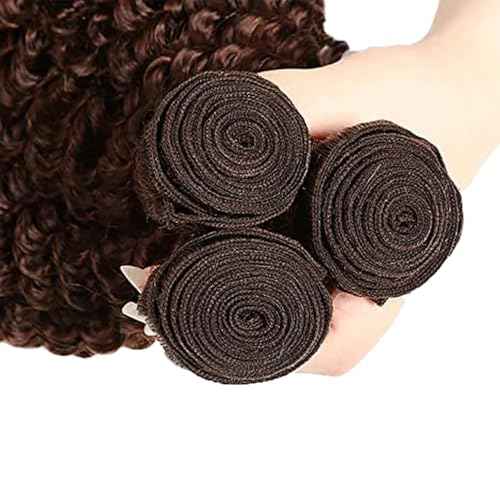 Color 4 Human Hair Bundles Chocolate Brown 22 24 26 Inch Chocolate Brown 4# Deep Wave Bundles Human Hair Extension 12A Unprocessed Soft Sewn In for Black Women with Double Weft