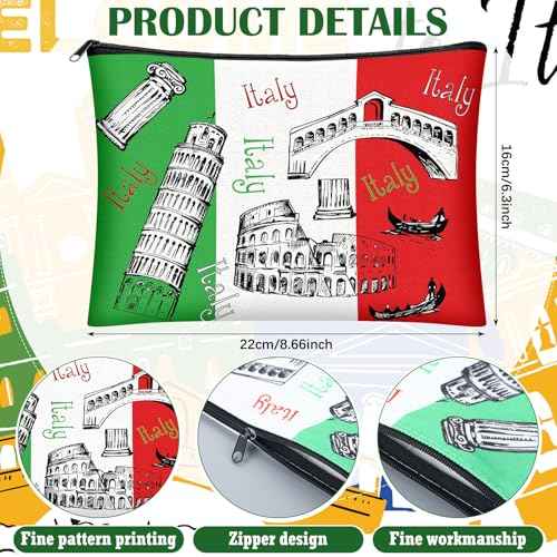 16 Pcs Italy Cosmetic Bag Souvenir Gifts Makeup Bag Travel Vacation Zipper Pouch Purse for Women Birthday Trip Gifts Party Favors