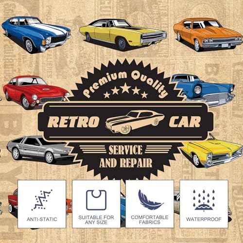 Barber Cape for Men Professional Hair Cutting Salon Cape with Snaps Waterproof Hairdressing Styling Cape Gown Apron- 63¡±¡¿ 56¡±(Vintage Cars)