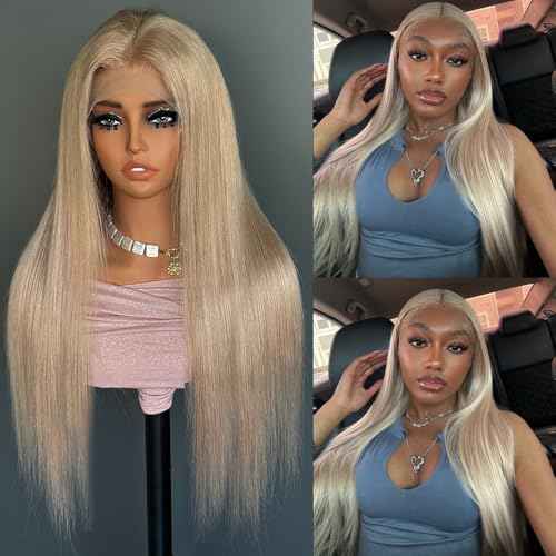 Sherico Ash Blonde Lace Front Wig Human Hair for Black Women,13x6 HD Invisible Frontal Lace Glueless Straight Ash Brown Human Hair Wig 180% Density Pre Plucked with Mini Knots