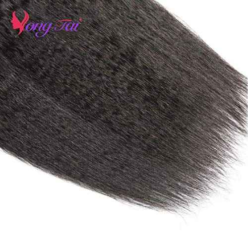 Brazilian Kinky Straight Human Hair - 3 Bundles Virgin Kinky Straight Hair 12 14 16 Inches 100% Unprocessed Kinky Straight Human Hair Extensions for Black Women 1B Color